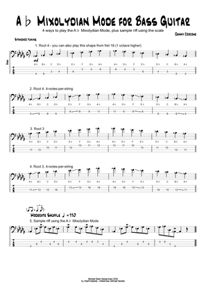 Book cover for Ab Mixolydian Mode for Bass Guitar (4 Ways to Play)