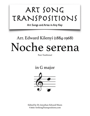 Book cover for KILENYI: Noche serena (transposed to G major)