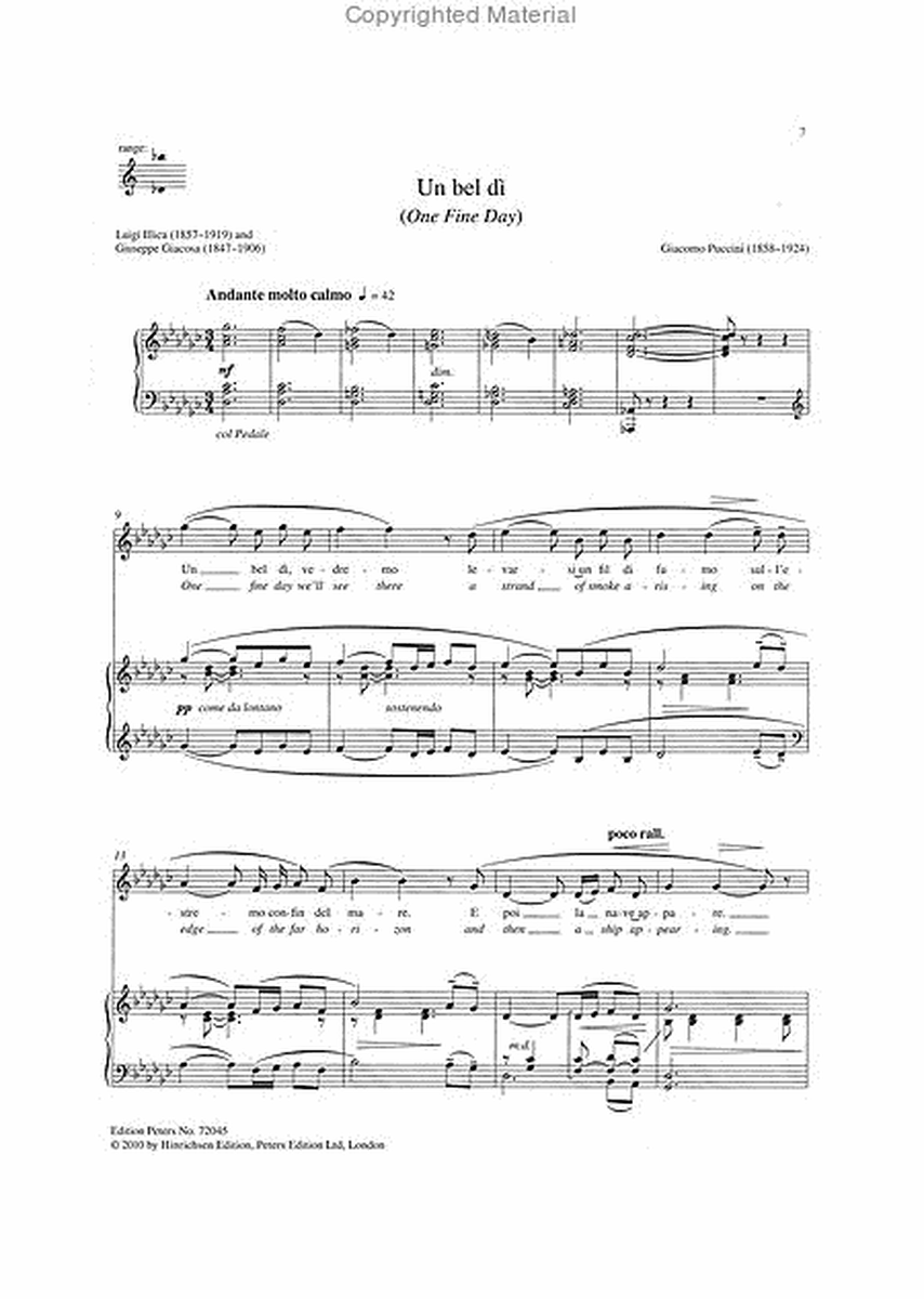 Un bel di for Voice and Piano (3 Keys in One: High/Medium/Low Voice)