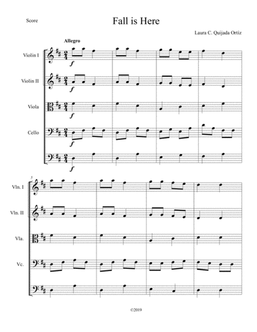 Fall is Here, for beginning string orchestra. SCORE & PARTS. image number null