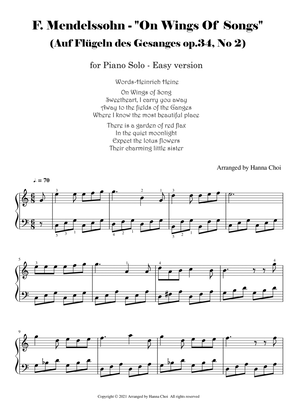 Book cover for F. Mendelssohn - "On Wings Of Songs" (Auf Flügeln des Gesanges) - for Piano Solo