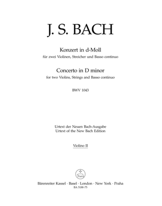 Book cover for Concerto for two Violins, Strings and Basso continuo in D minor, BWV 1043