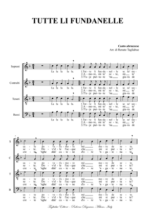 Book cover for TUTTE LI FUNDANELLE (Abruzzo folk song, Italy) for SATB Choir