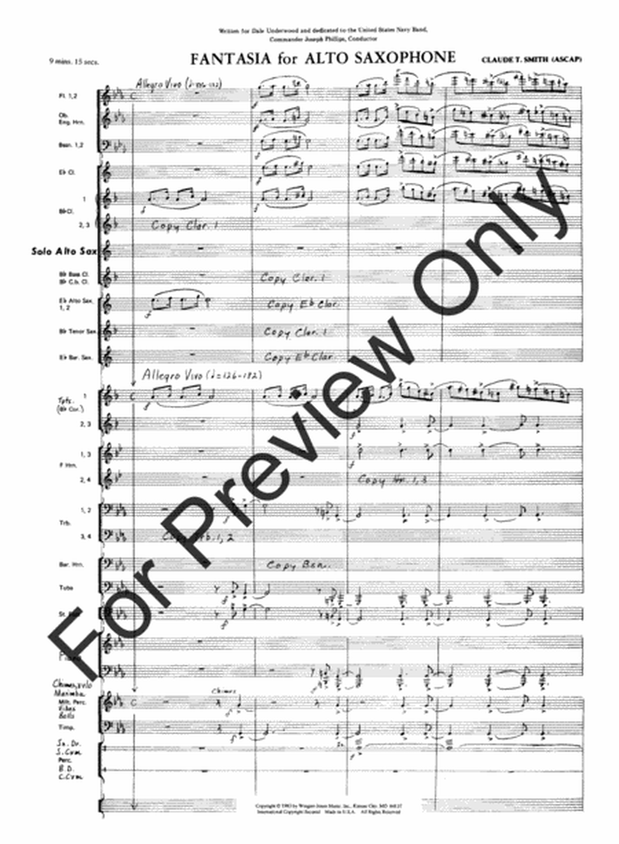 Fantasia For Alto Saxophone Concert Band image number null