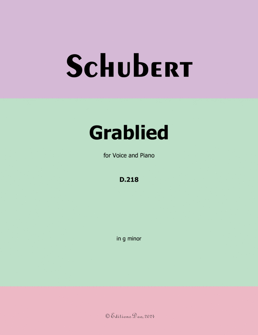 Grablied, by Schubert, D.218, in g minor