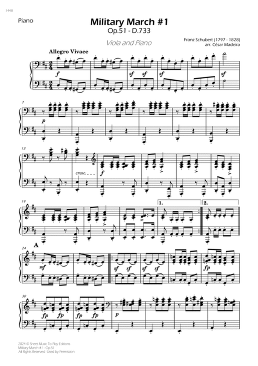 Military March No.1, Op.51 - Viola and Piano (Individual Parts) image number null