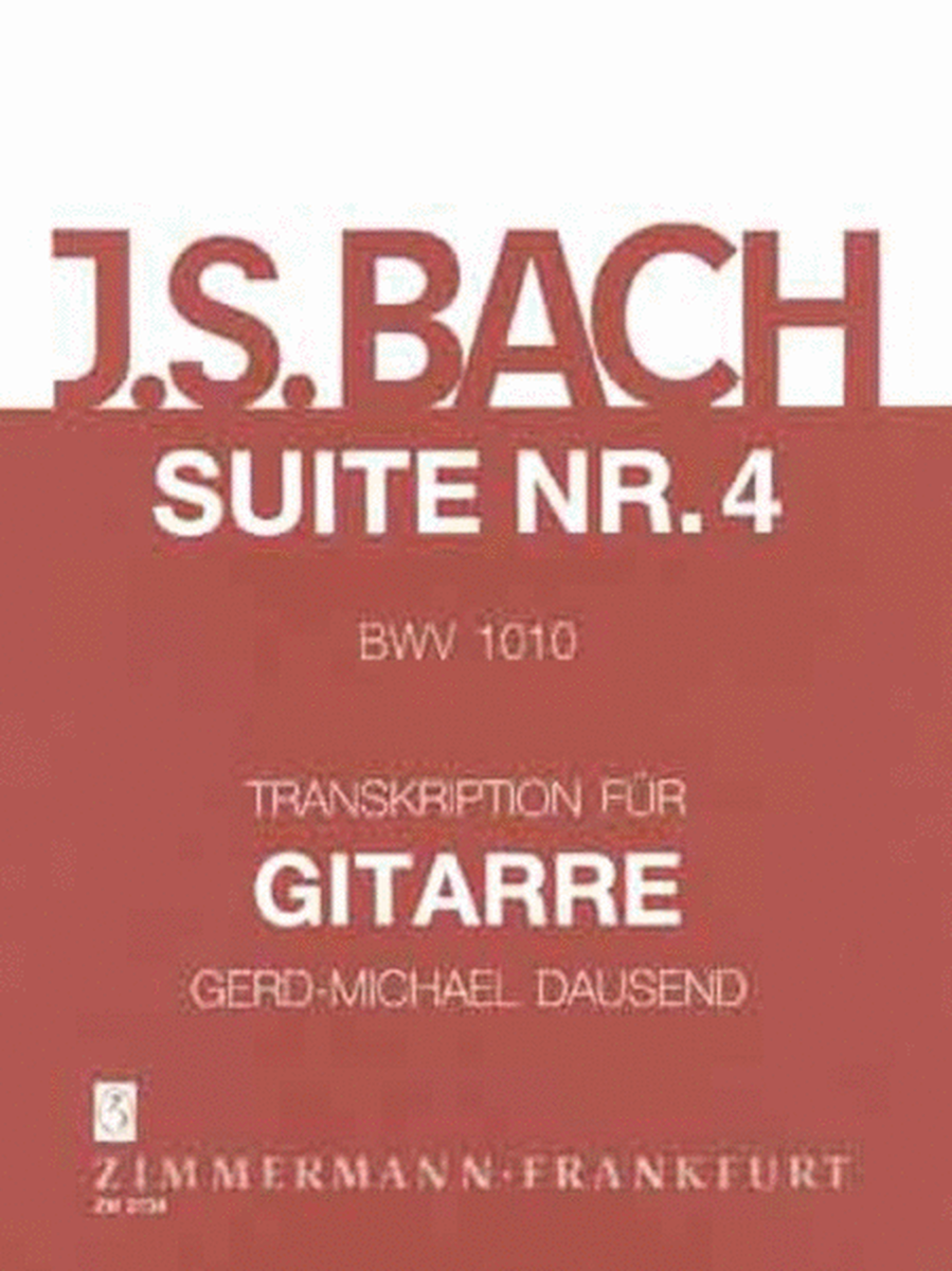 Bach - Suite No 4 Bwv 1010 Guitar Arr Dausend