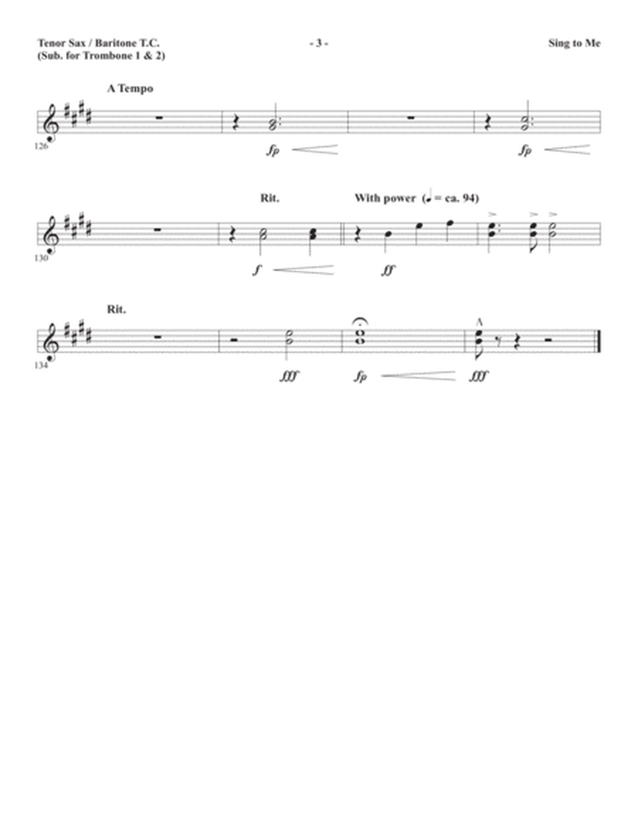 Sing to Me - Tenor Sax/BariTC (sub Tbn 1-2)