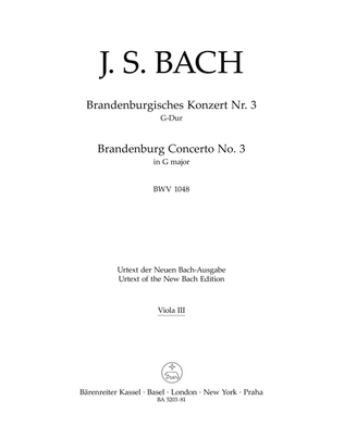 Book cover for Brandenburg Concerto, No. 3 G major, BWV 1048