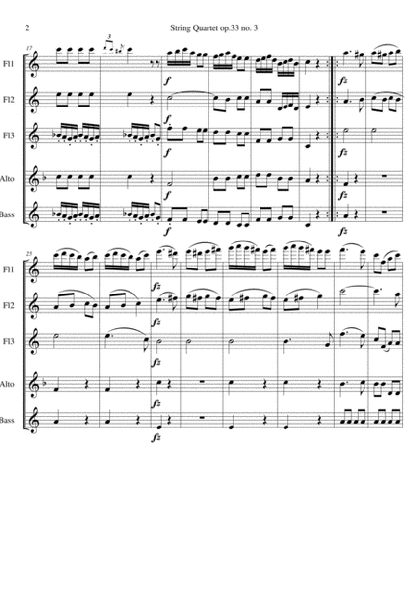 Joseph Haydn. String Quartet in C major 'The Bird', Op 33 No 3, movement 4 image number null