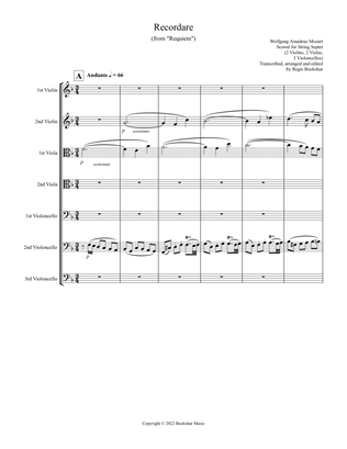 Book cover for Recordare (from "Requiem") (F) (String Septet - 2 Violins, 2 Violas, 3 Cellos)