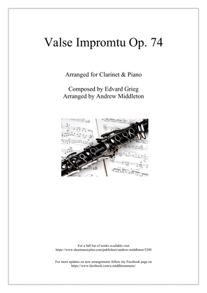 Book cover for Valse Impromptu arranged for Clarinet and Piano