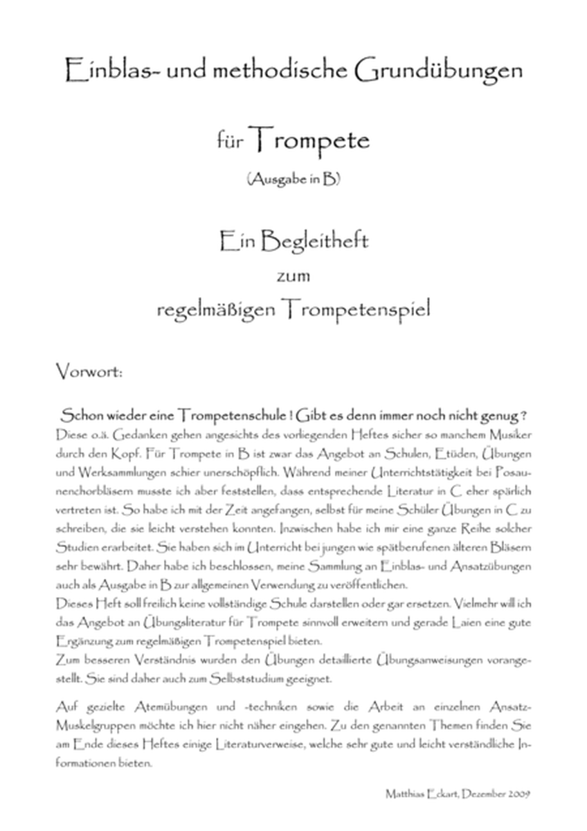 "Blow-in- & methodical Basic Exercises" / "Einblas- und methodische Grundübungen" for/für Trumpet/