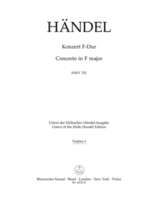 Book cover for Concerto in F major, HWV 331