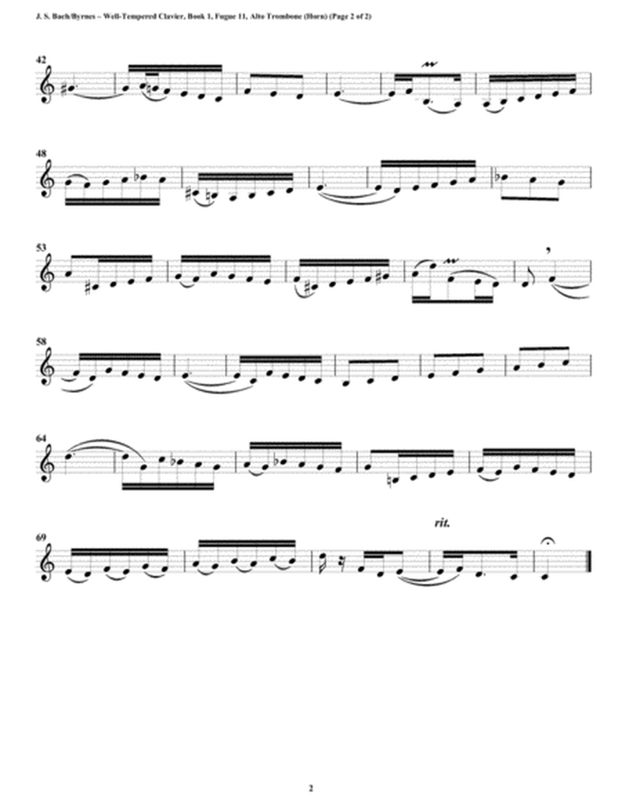 Fugue 11 from Well-Tempered Clavier, Book 1 (Trombone Quartet) image number null