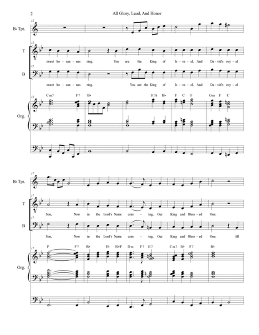 All Glory, Laud, And Honor (with "Hosanna, Loud Hosanna") (for 2-part choir - (TB) image number null