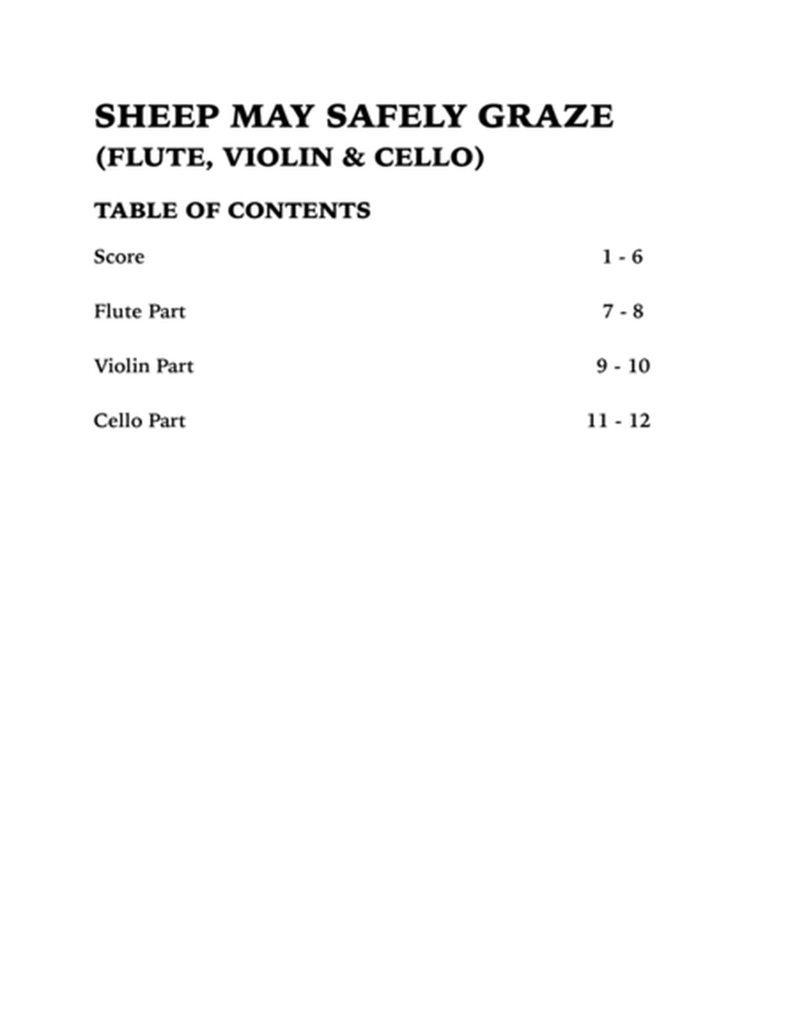 Sheep May Safely Graze (Bach): Trio for Flute, Violin and Cello image number null