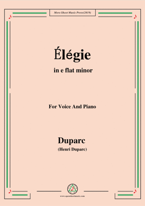 Book cover for Duparc-Élégie in e flat minor