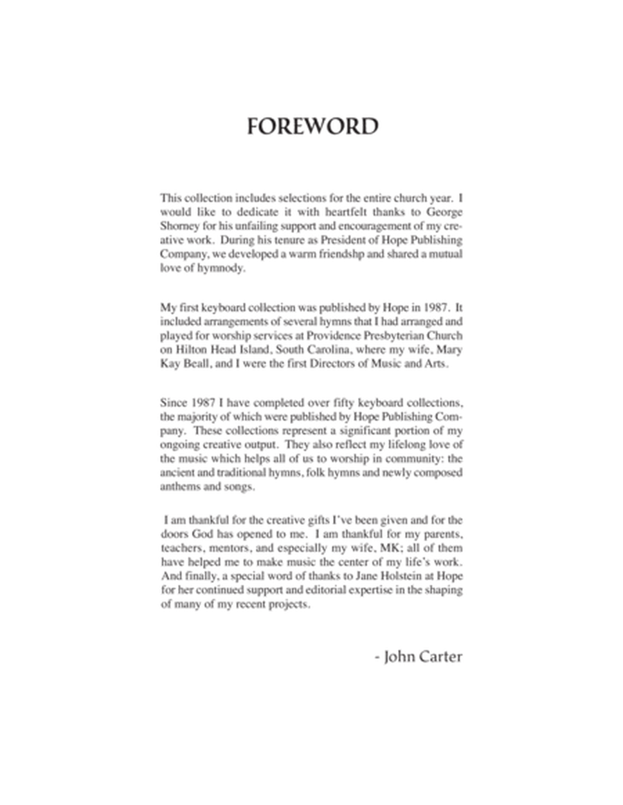 Collected Works of John Carter for Piano, The-Digital Download
