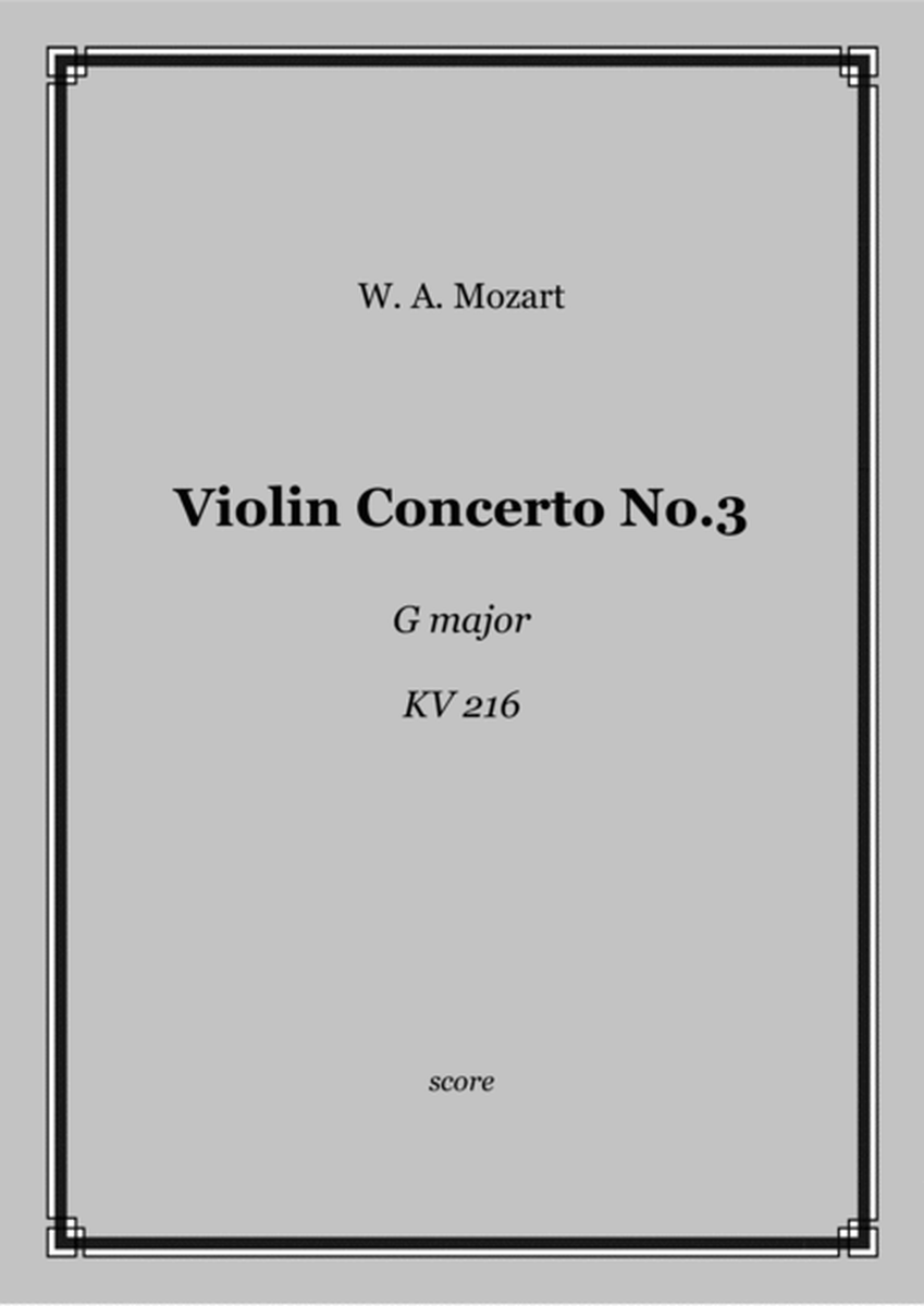 Mozart - Violin Concerto No.3  G major, KV 216, score and parts image number null