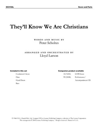 Book cover for They'll Know We Are Christians - Flute, Bass and Percussion Score/Parts