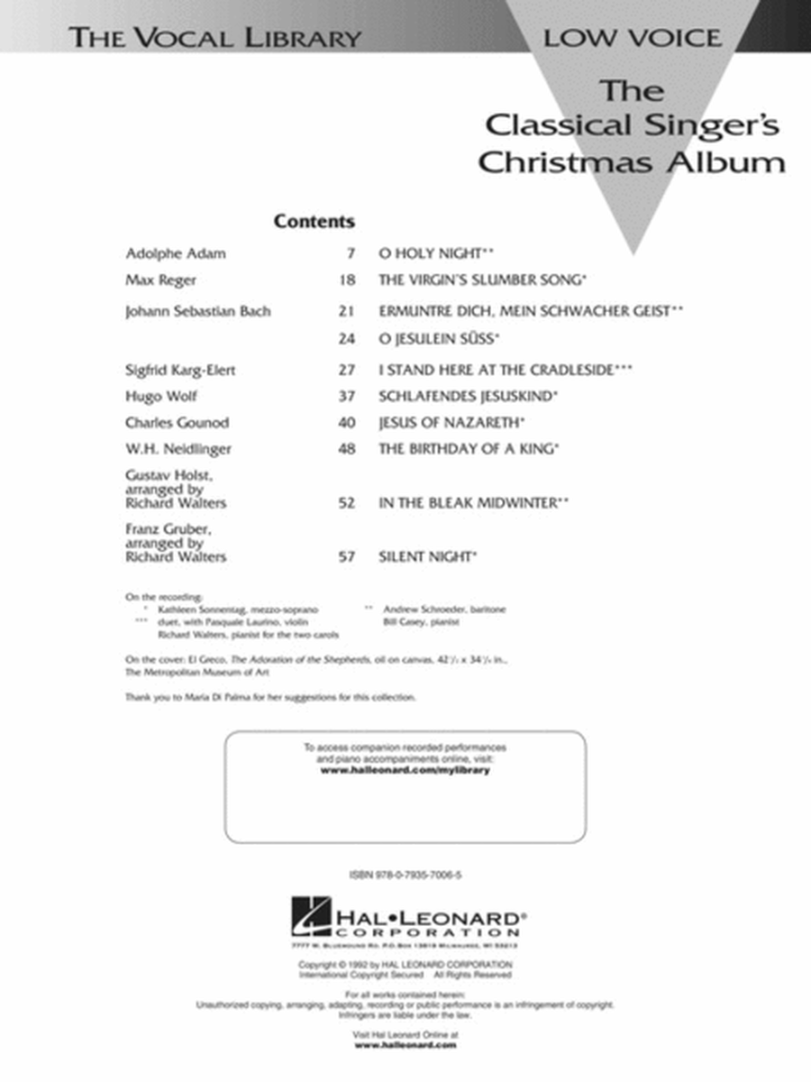 The Classical Singer's Christmas Album image number null