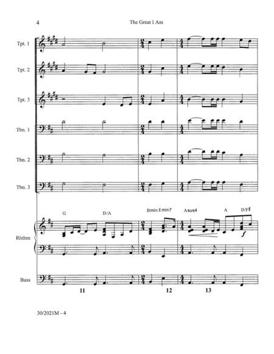 The Great I AM! - Brass and Rhythm Score and Parts