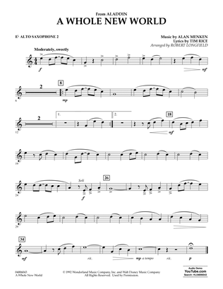 Book cover for A Whole New World (from Aladdin) (arr. Robert Longfield) - Eb Alto Saxophone 2