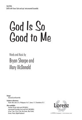 Book cover for God Is So Good to Me