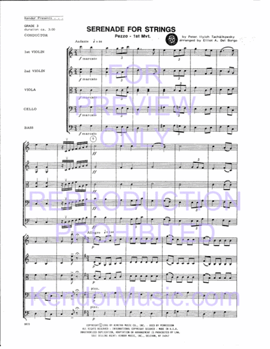 Serenade For Strings/Mvt. 1 Pezzo (Full Score)