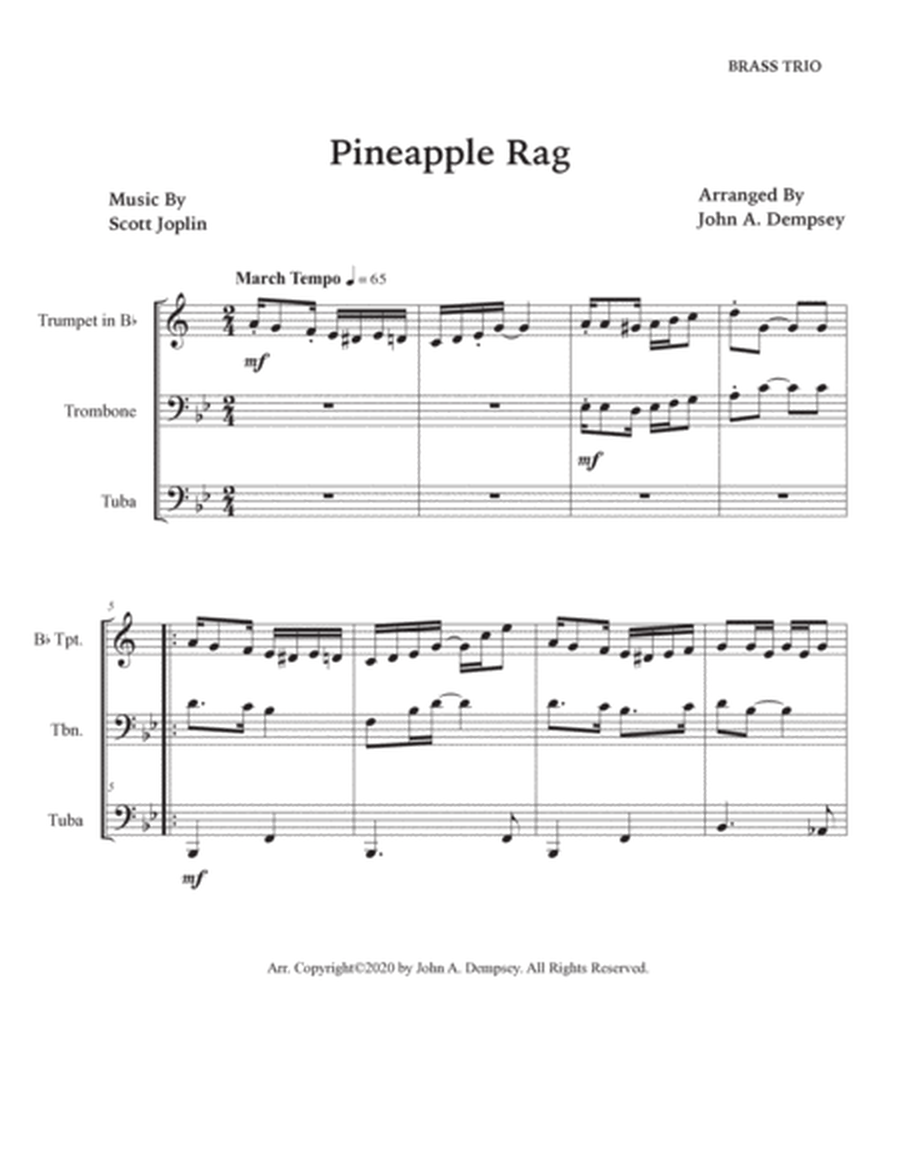 Pineapple Rag (Brass Trio): Trumpet, Trombone and Tuba image number null