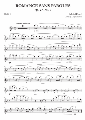Romances Sans Paroles Op. 17, No. 3 for Flute Quartet