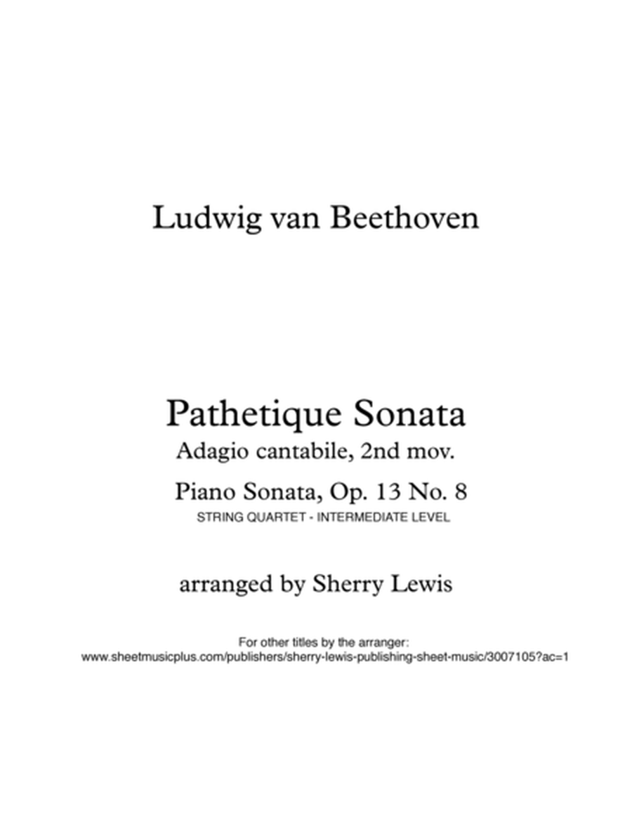 PATHETIQUE SONATA, Adagio cantabile, 2nd mov. Op. 13, No. 8 String Quartet, Intermediate Level for image number null