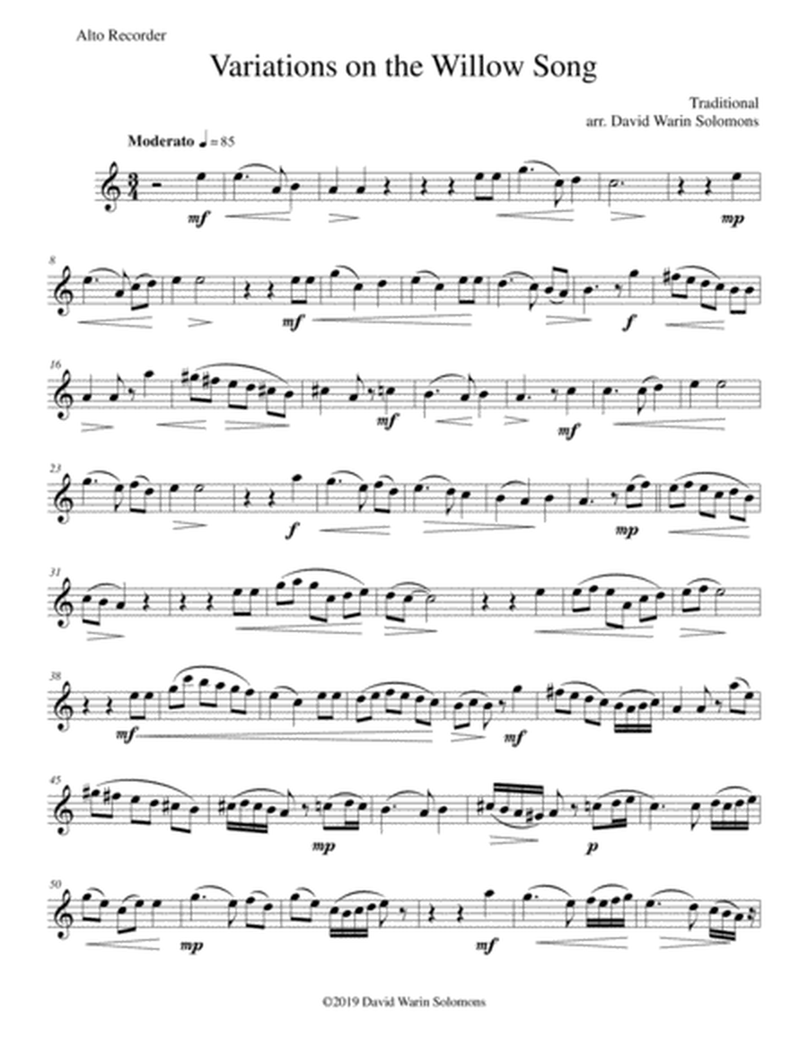 Variations on the Willow Song for alto recorder and guitar image number null
