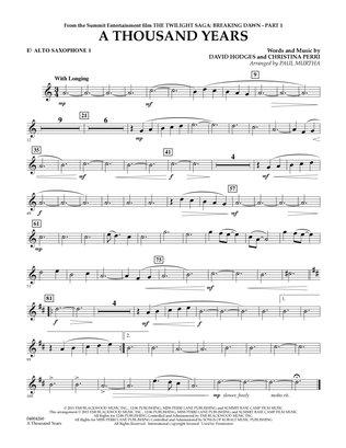 Book cover for A Thousand Years (from The Twilight Saga: Breaking Dawn, Part 1) - Eb Alto Saxophone 1