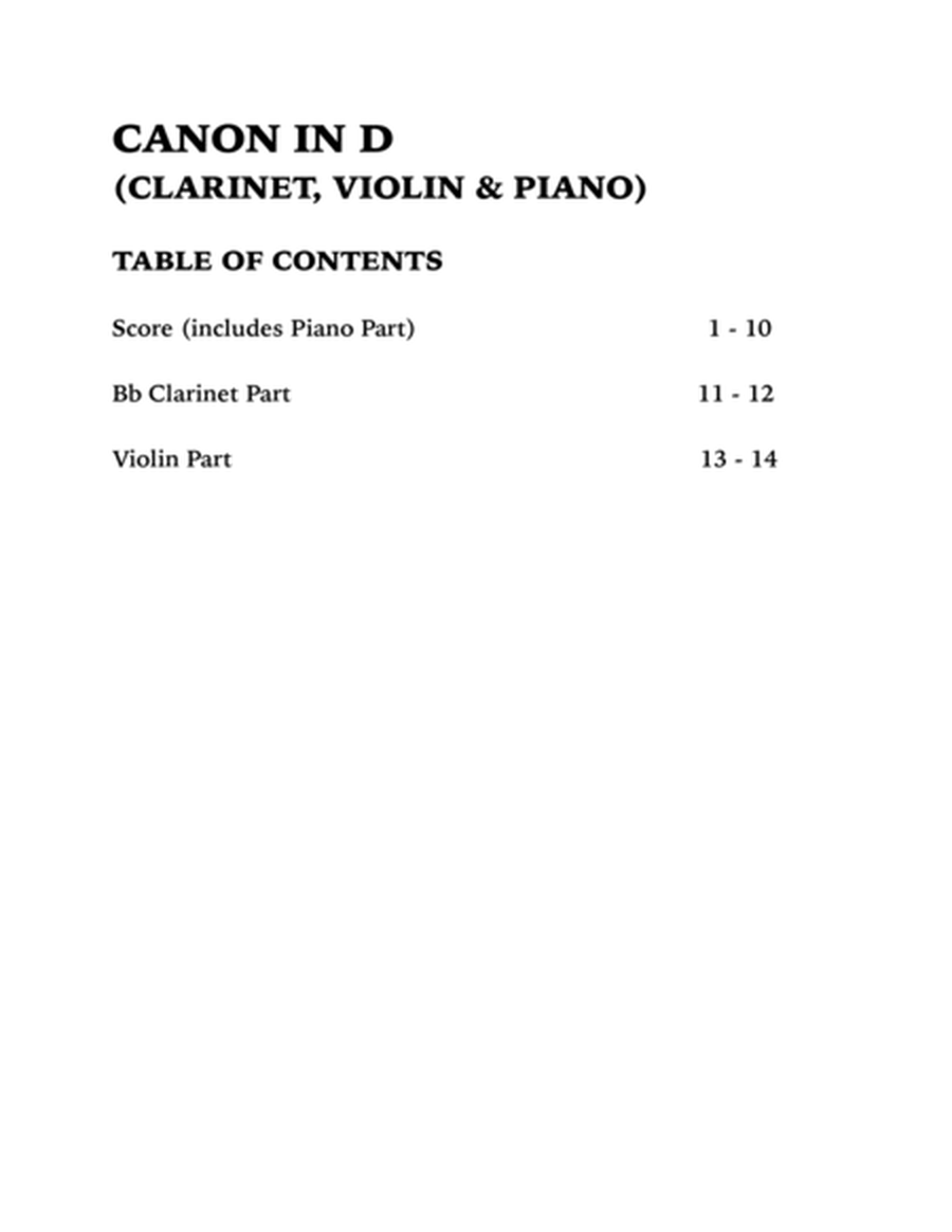 Canon in D (Trio for Clarinet, Violin and Piano) image number null