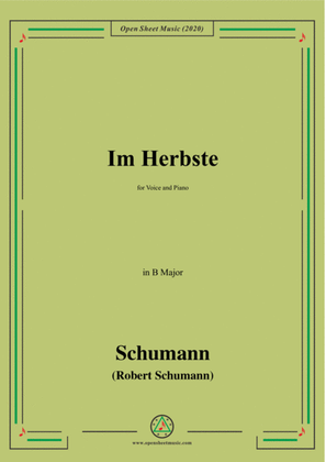 Book cover for Schumann-Im Herbste,in B Major,for Voice and Piano