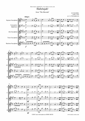 Book cover for Hallelujah Chorus - Sax Quartet - C ma