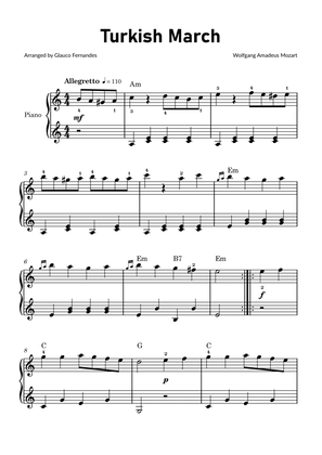 Book cover for Turkish March by Mozart - Easy Piano with Chords