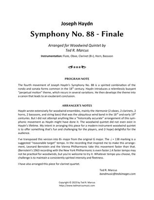 Book cover for Symphony No. 88 Finale (4th Movement) for Woodwind Quintet
