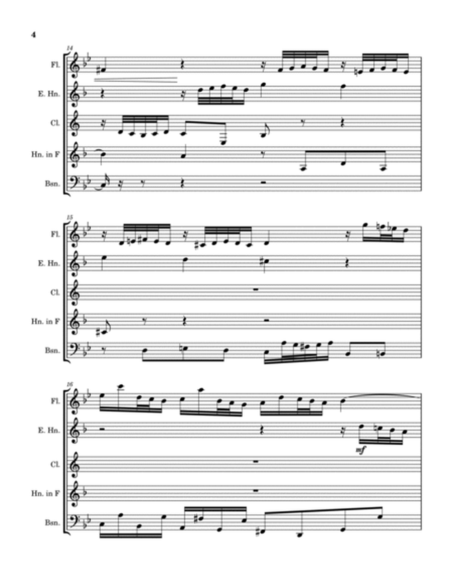 Prelude and Fugue XVI from The Well Tempered Clavier Book 1 (arranged for woodwind quintet) image number null