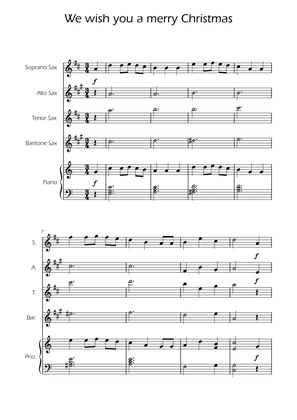 We Wish You a Merry Christmas - Sax Quartet w/ Piano