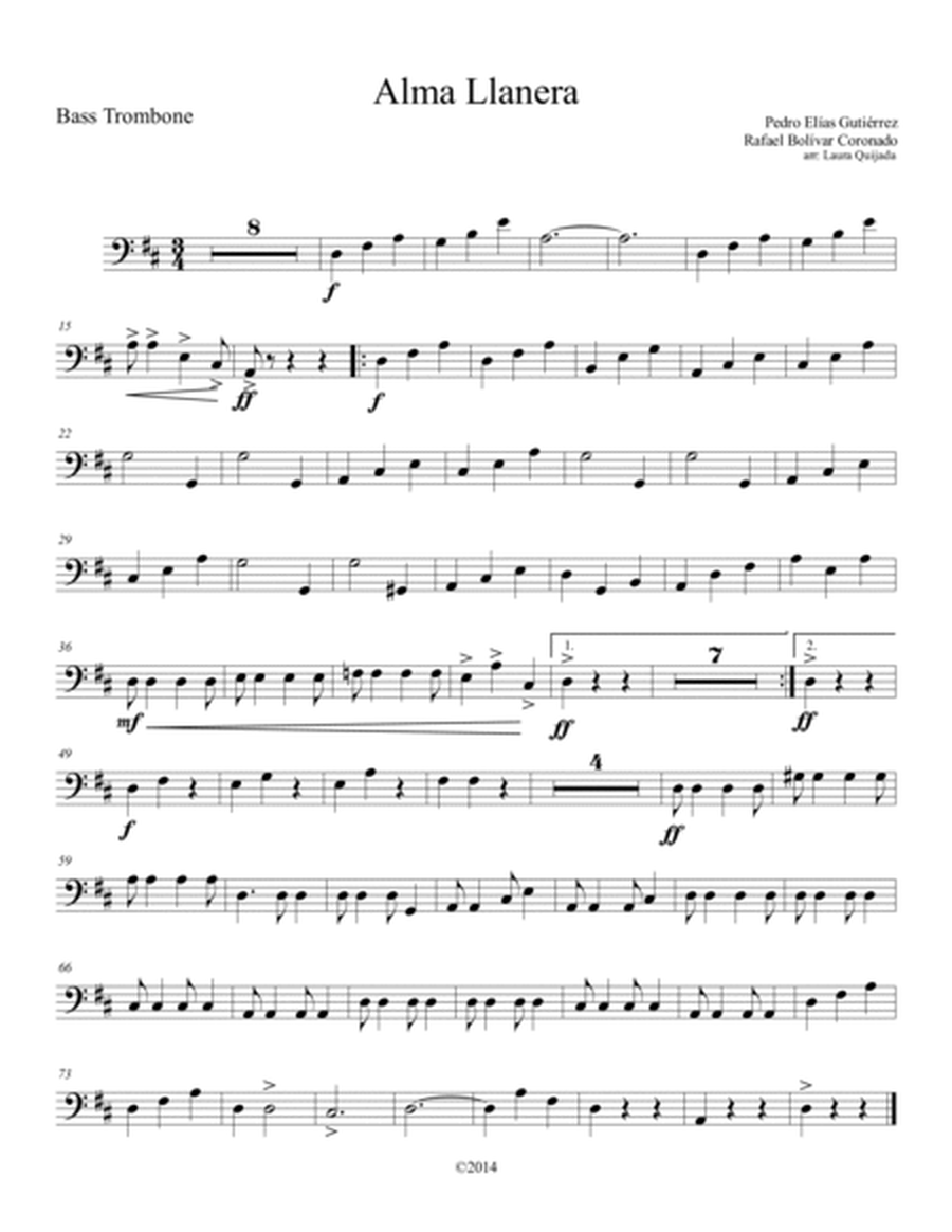 Alma Llanera, abridged, intermediate symphony orchestra. SCORE, PARTS & SECTIONS' SCORES. image number null