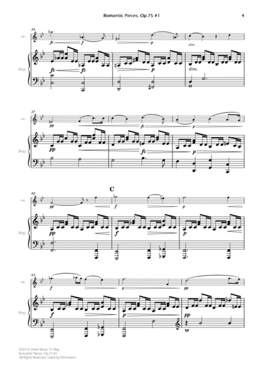 Romantic Pieces, Op.75 (1st mov.) - Violin and Piano (Full Score and Parts) image number null