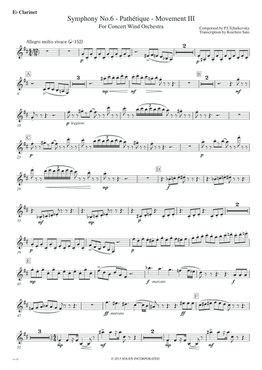 Symphony No.6 Pathetique Movement III [Parts] Clarinets(Eb,Solo Bb,Bb,Alto,Bass)