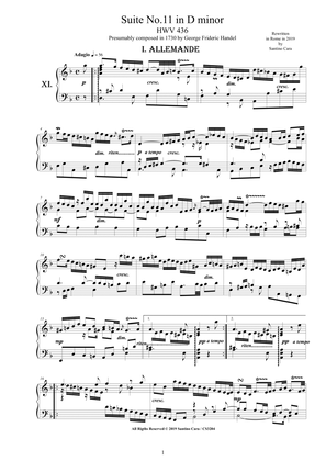 Handel - Piano Suite No.11 in D minor HWV 436