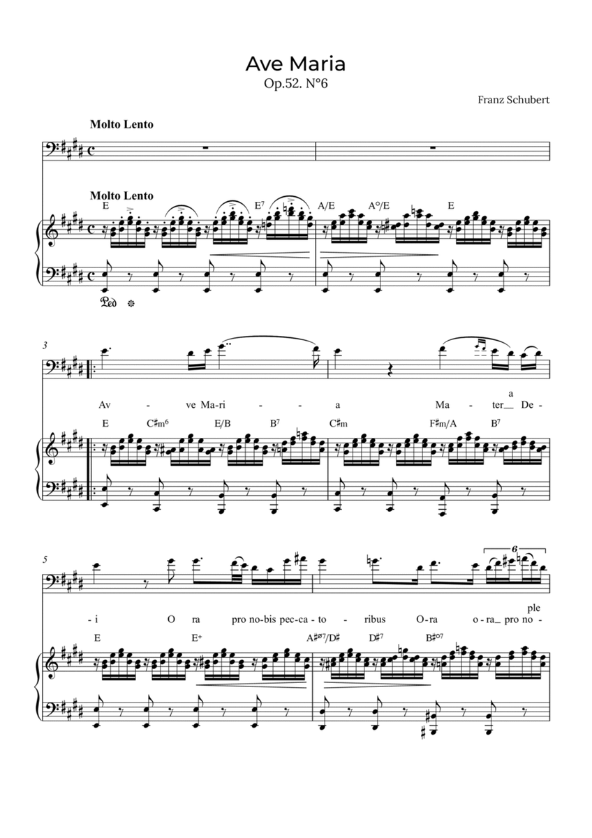 Ave Maria Schubert - Baritone with chords in E
