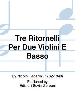 Book cover for Tre Ritornelli Per Due Violini E Basso