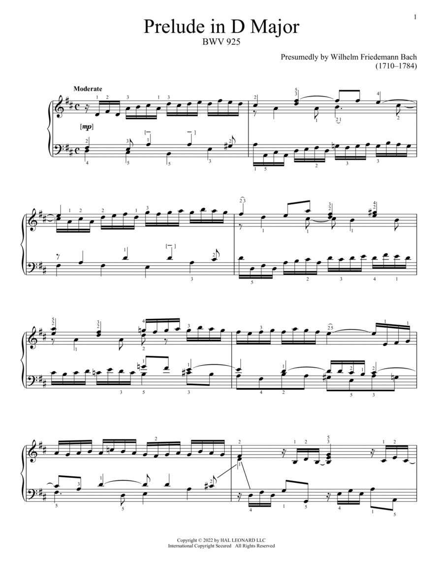 Prelude In D Major, BWV 925
