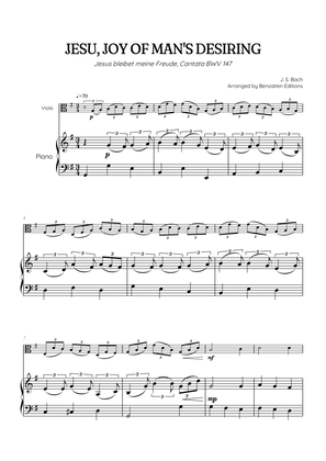 JS Bach • Jesu, Joy of Man's Desiring | Cantata BWV 147 | viola sheet music w/ piano accompaniment